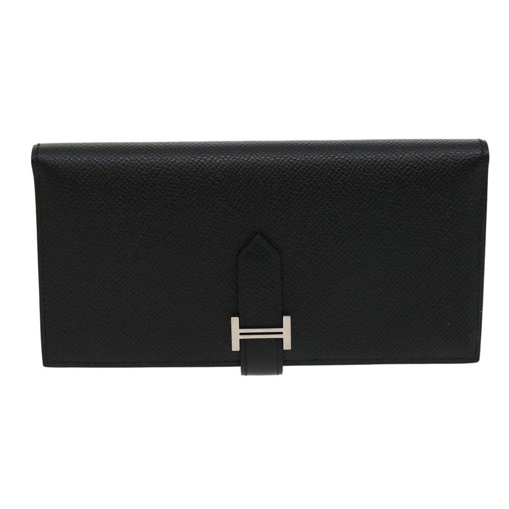 Hermes Bean Souffl Long Wallet Silvermetal Black